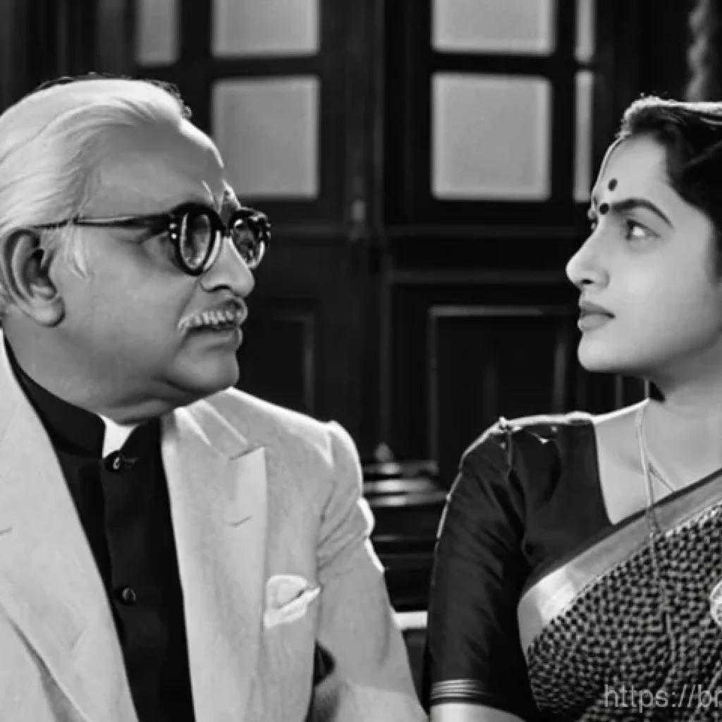 힌디어 영화 대사 - Golden Age Dialogue's Poignancy**
A black and white cinematic photograph capturing a profound moment...