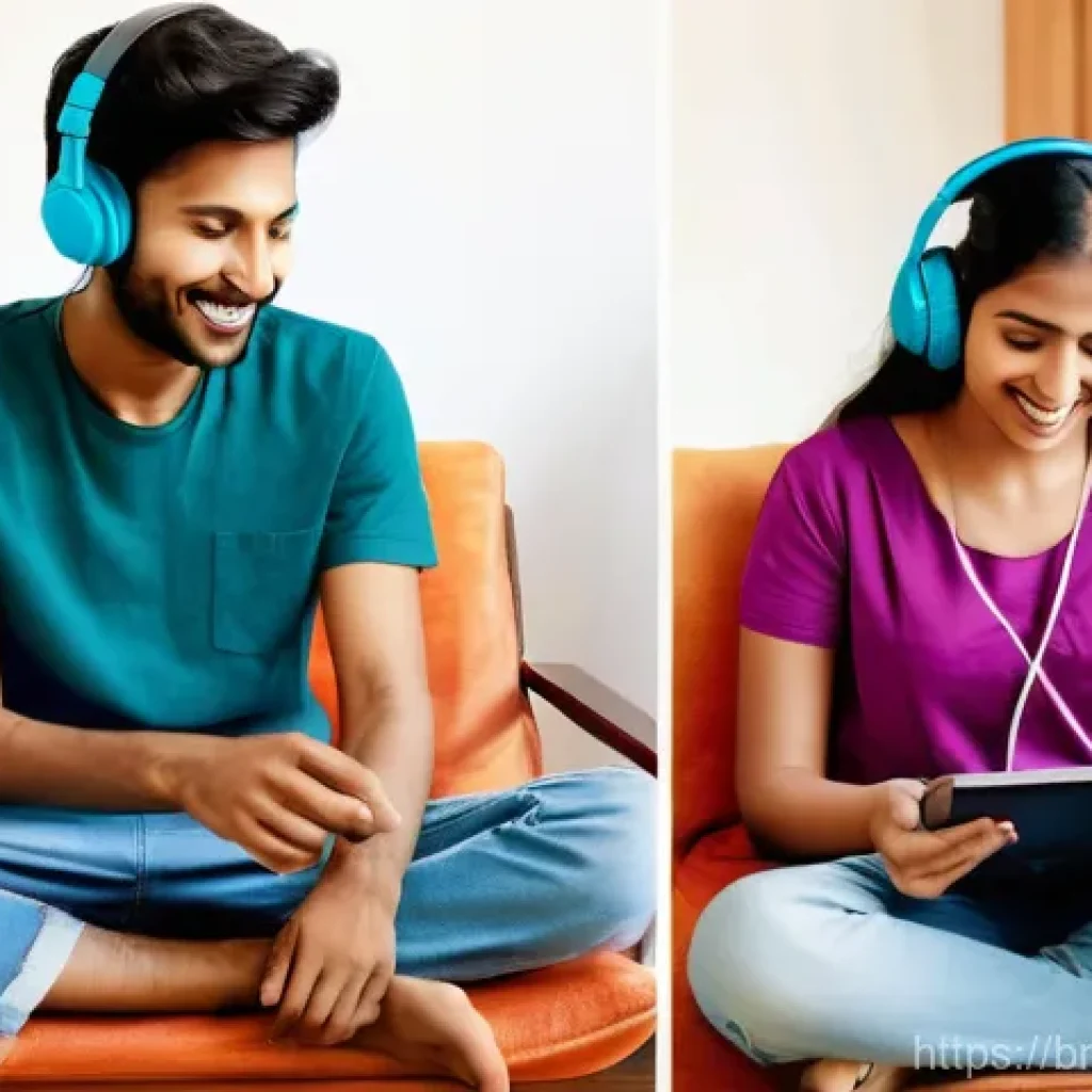 힌디어 초급자 학습법 - **"Joyful Discovery of Hindi Learning"**
A dynamic split image showing a young adult (18-25 year...