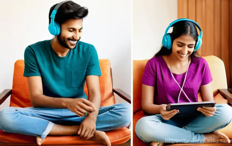 힌디어 초급자 학습법 - **"Joyful Discovery of Hindi Learning"**
A dynamic split image showing a young adult (18-25 year...