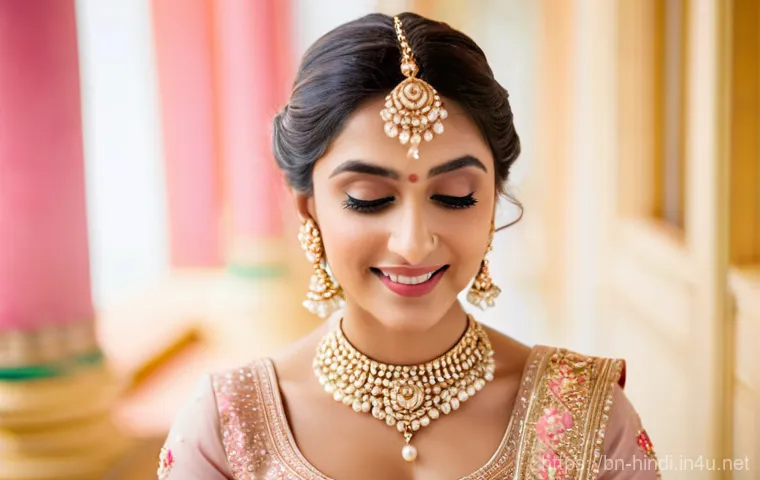 힌디어와 결혼 문화 - **A Modern Bengali Bride in Pastel Hues:** A stunning South Asian bride, captured in a candid, joyfu...
